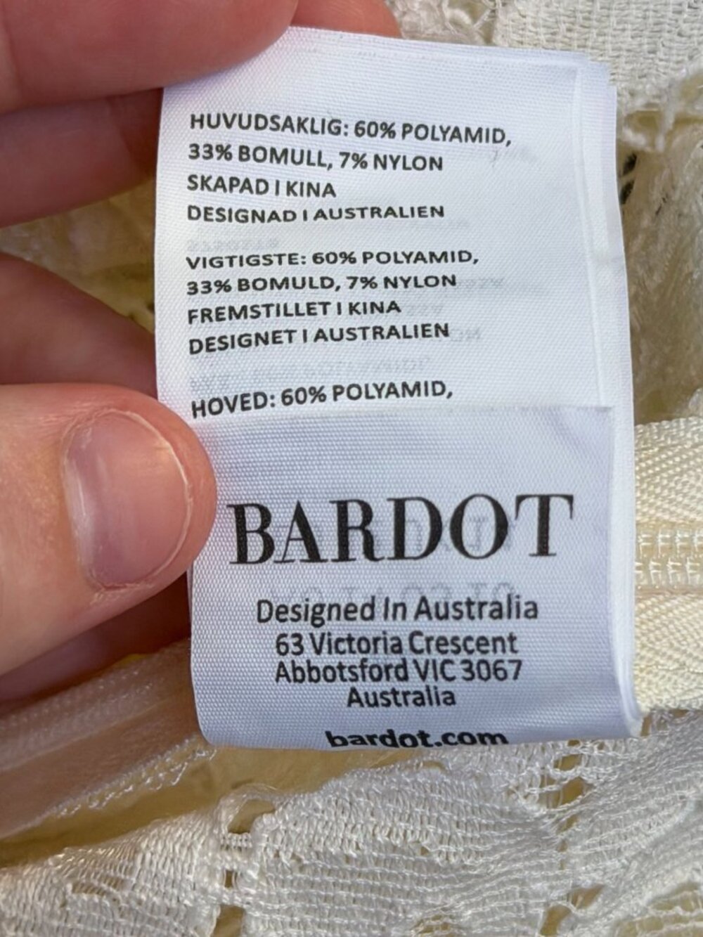 Bardot Lace Cropped Blouse Ivory Long Sleeve XL - Picture 6 of 6